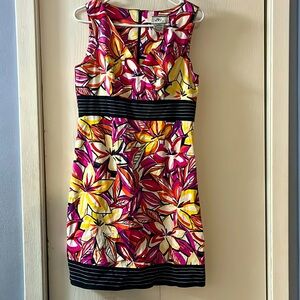 Sleeveless Bright Floral Sheath Dress